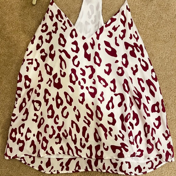 Tyche Burgundy and cream animal print camisole size L - Picture 5 of 6